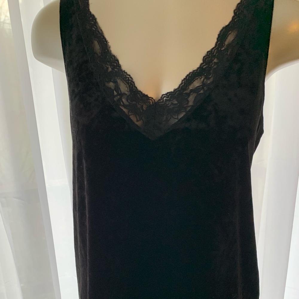 Black velvet tank with lace detail